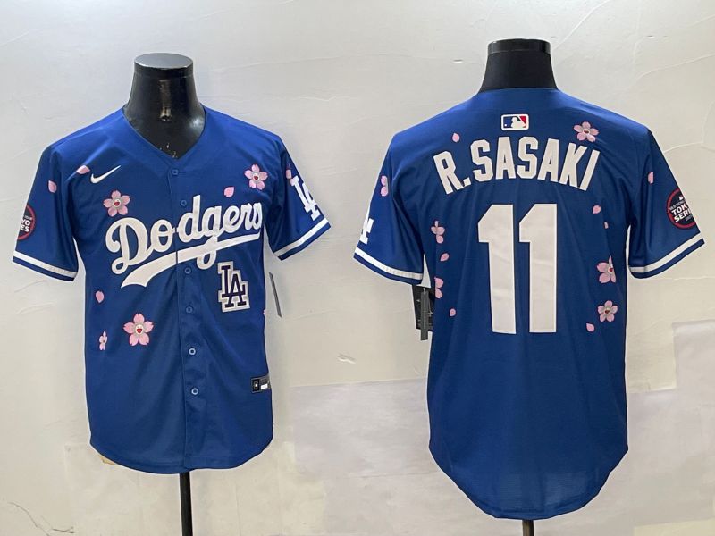 Men Los Angeles Dodgers #11 R.Sasaki Blue Sakura Edition 2025 Nike MLB Jersey style 1->los angeles dodgers->MLB Jersey